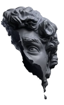 Sculptural marble bust of David with fragmented artistic effect